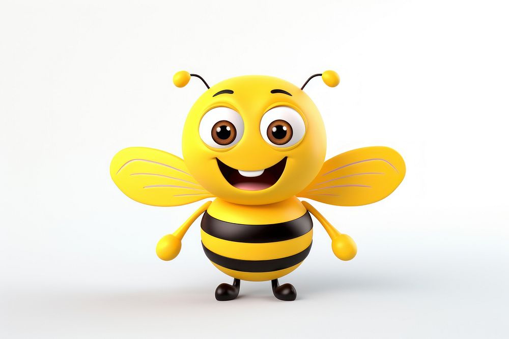 3d cartoon honey bee animal insect white background.