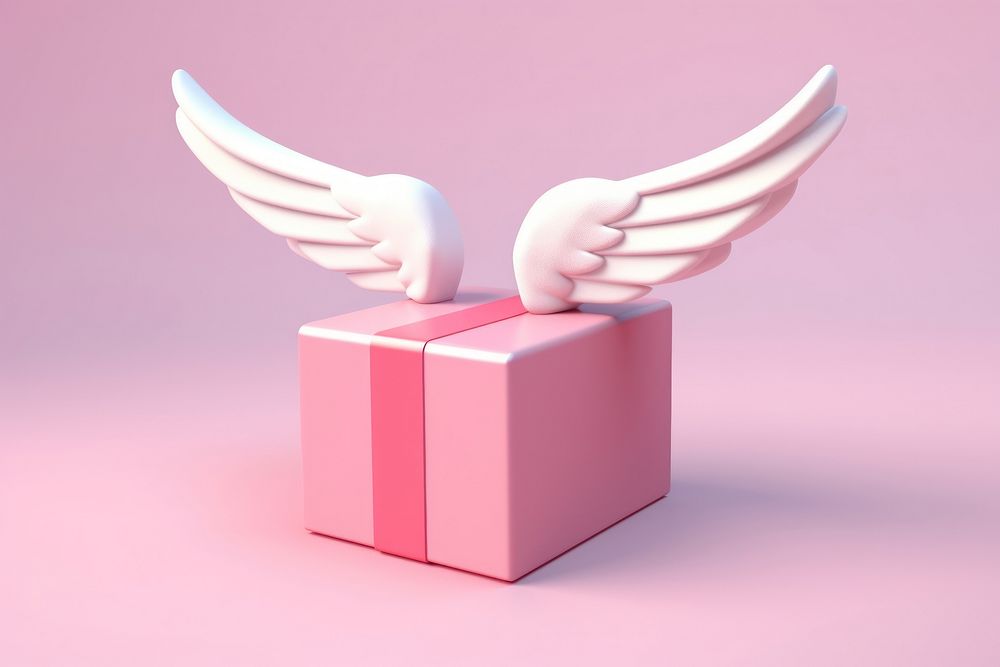 Flying Delivery box with wings gift celebration anniversary.