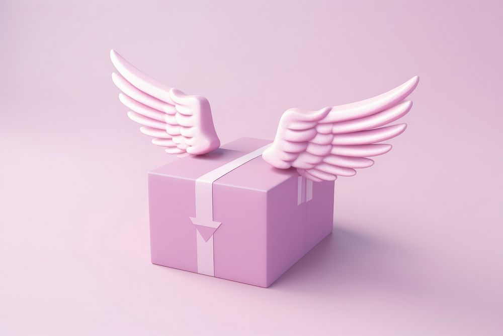 Flying Delivery box with wings celebration anniversary investment.