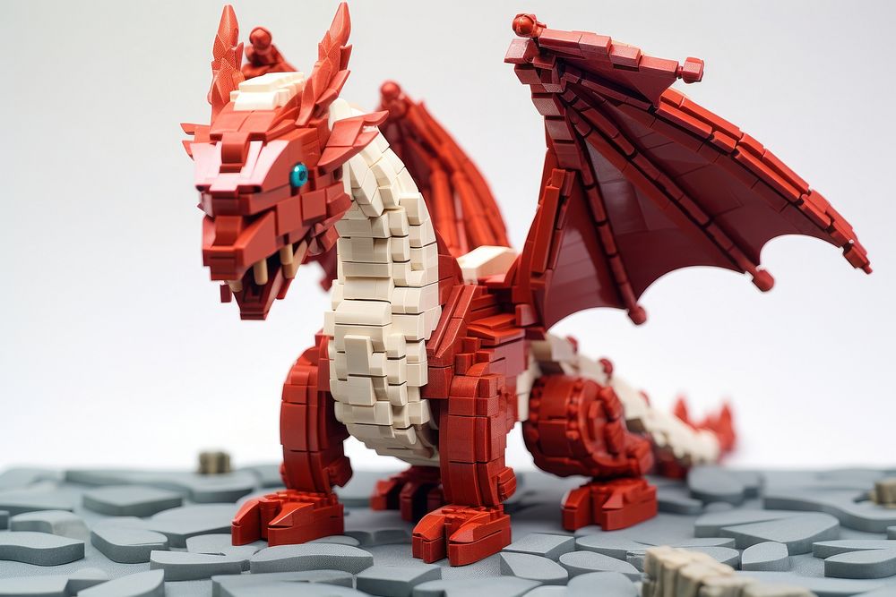 Dragon bricks toy art representation creativity.
