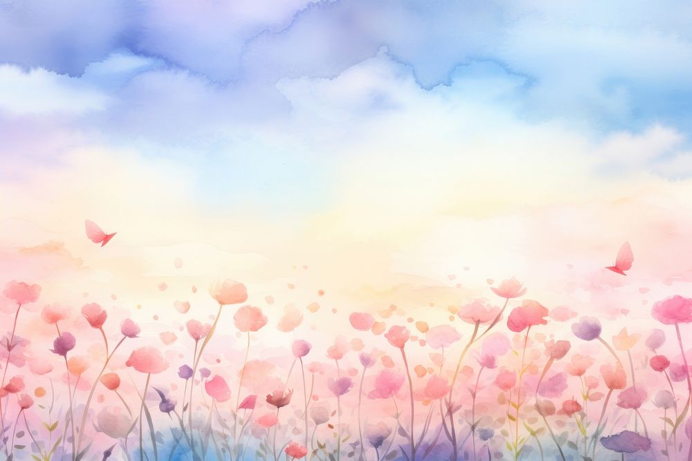 Pastel sky and rose backgrounds outdoors painting.