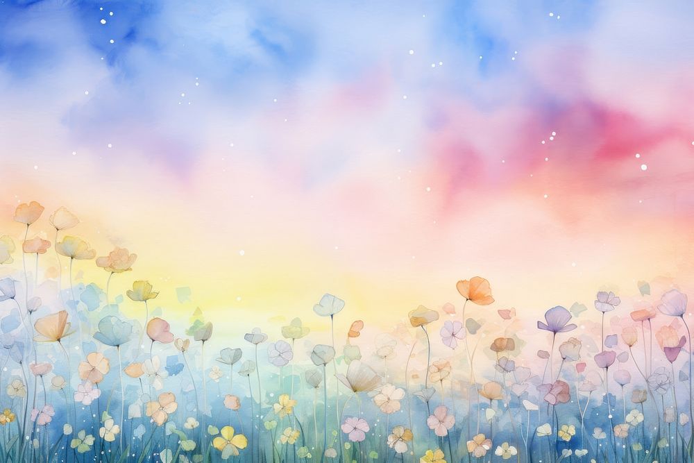 Rainbow sky and lily backgrounds outdoors painting.