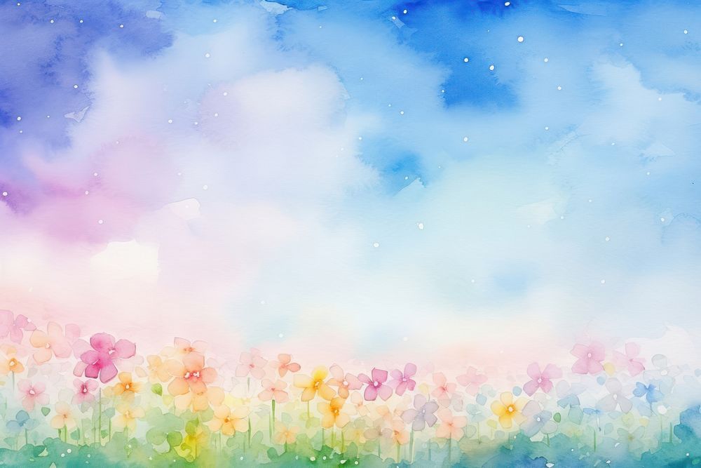 Rainbow sky and orchid backgrounds outdoors painting.