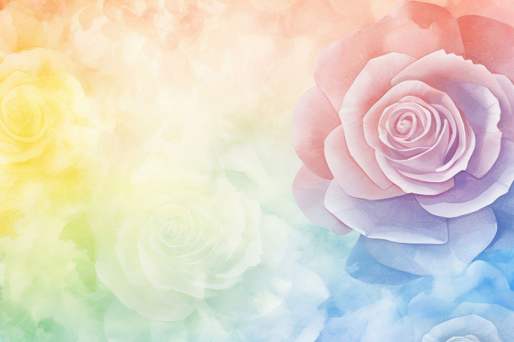 Rainbow sky white rose backgrounds flower petal.
