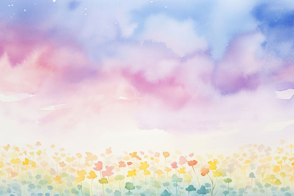 Rainbow sky and lily backgrounds outdoors painting.