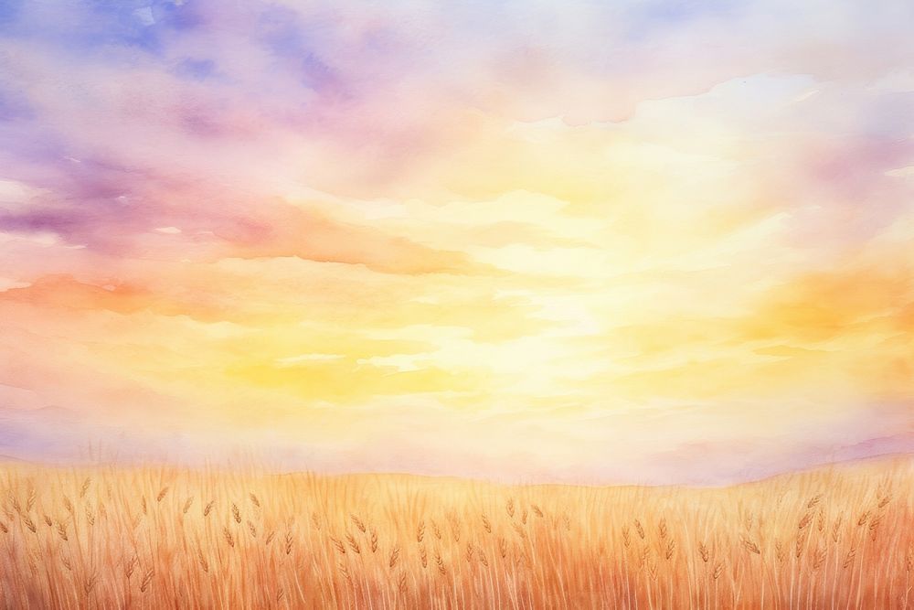Sunset sky barley fields painting backgrounds landscape.