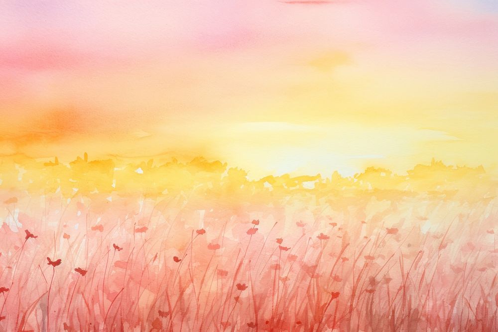 Sunset meadow painting backgrounds outdoors.