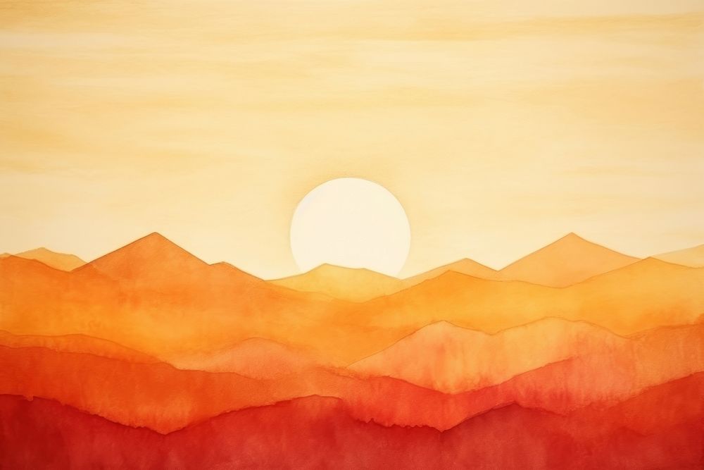 Sunset mountain painting backgrounds sunlight.