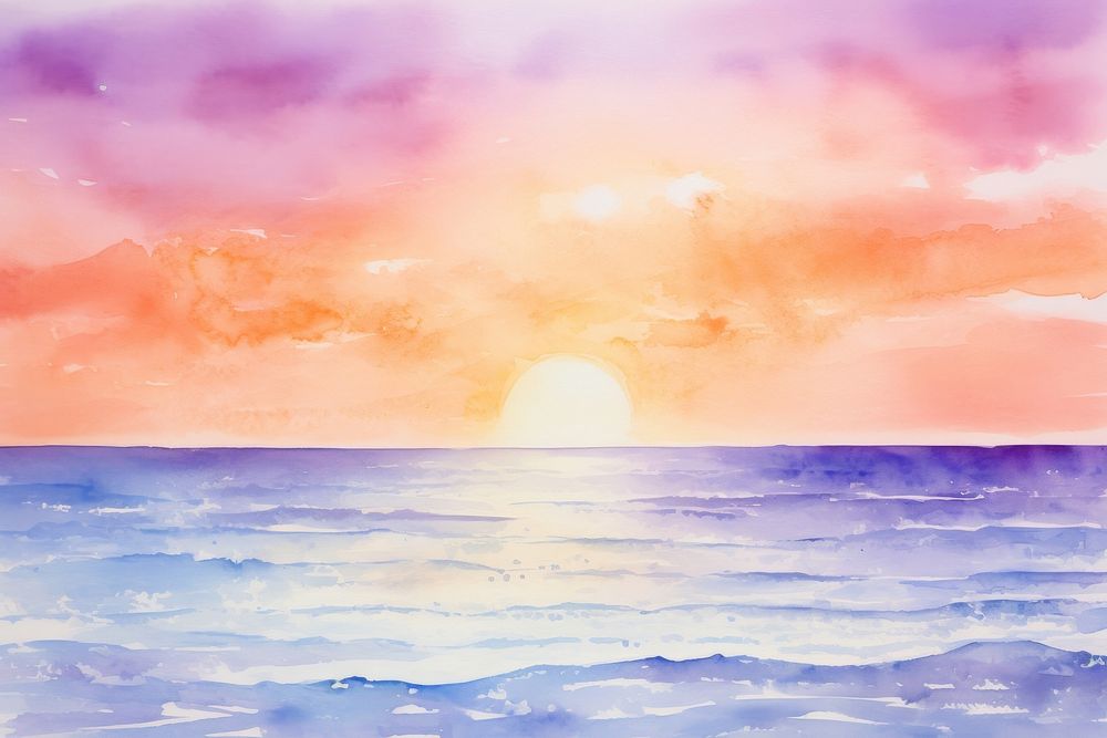 Sunset beach painting backgrounds sunlight.