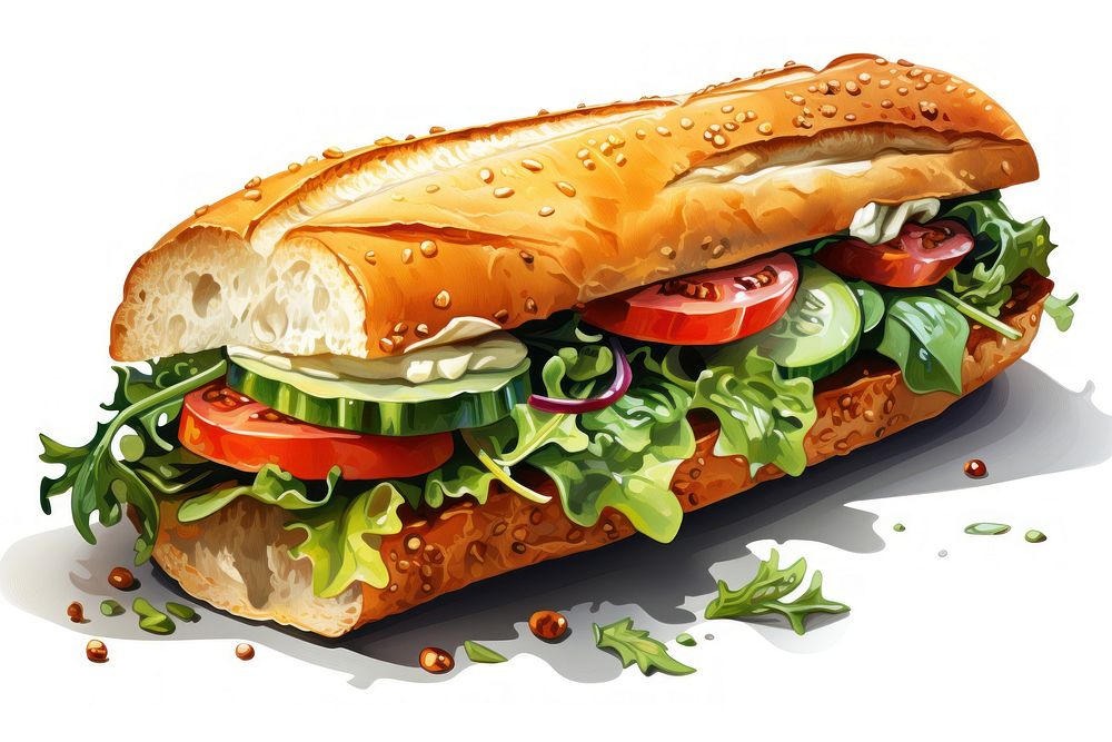Baguette sandwich vegetable arugula bread.