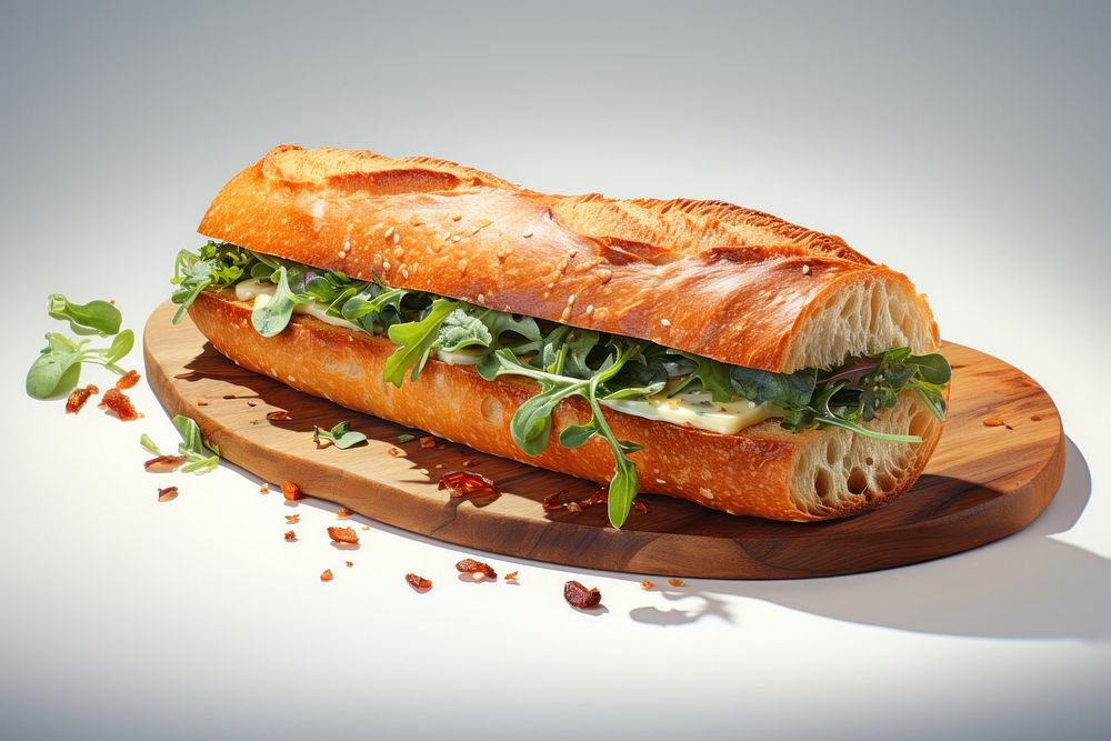 Baguette sandwich vegetable bread food.
