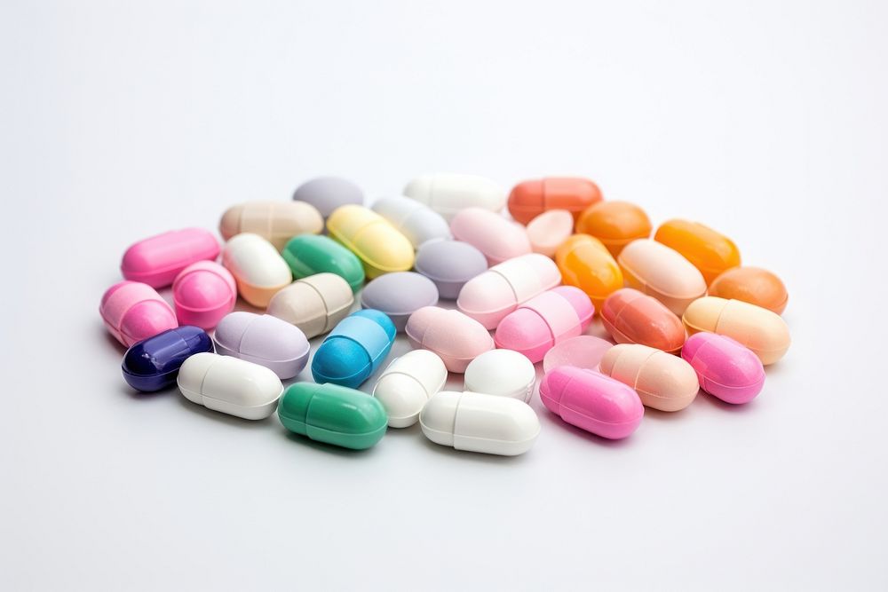 Medicine pill white background confectionery antioxidant.