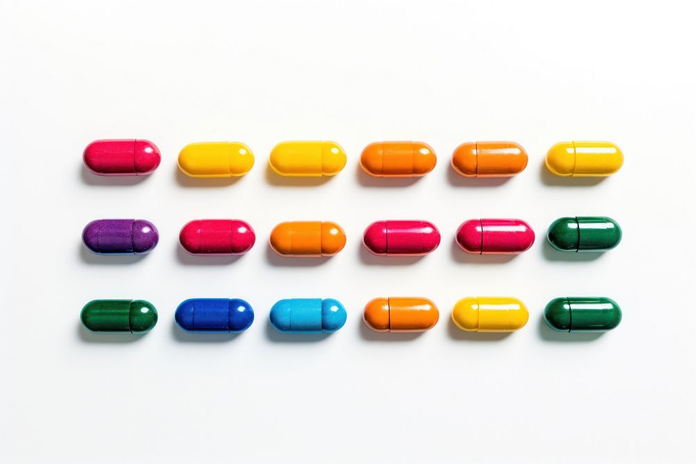Medicine pill capsule white background medication.