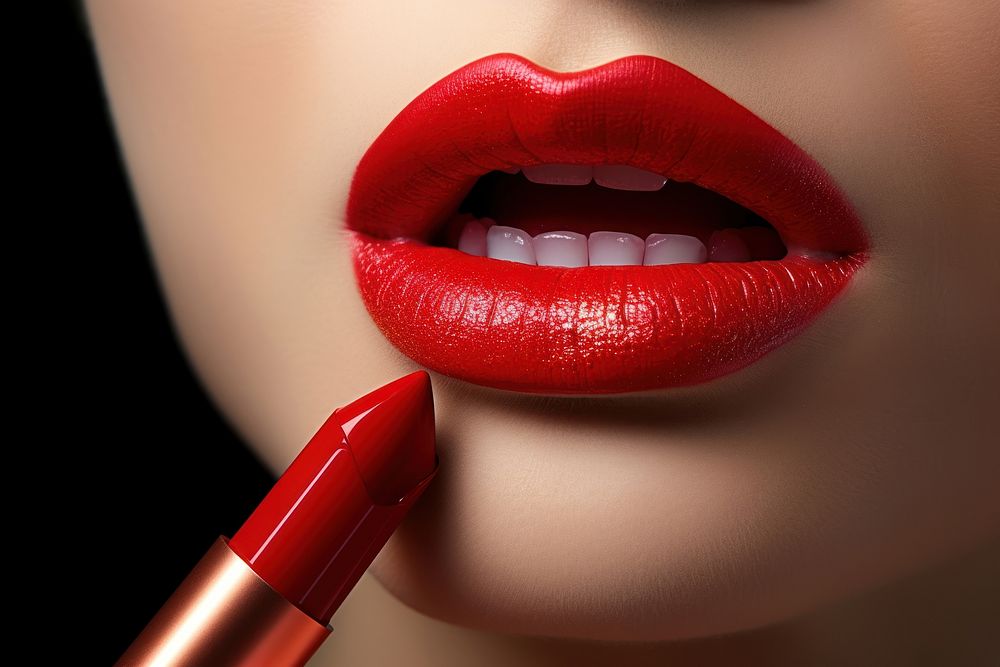 Lipstick applying cosmetics perfection medication.