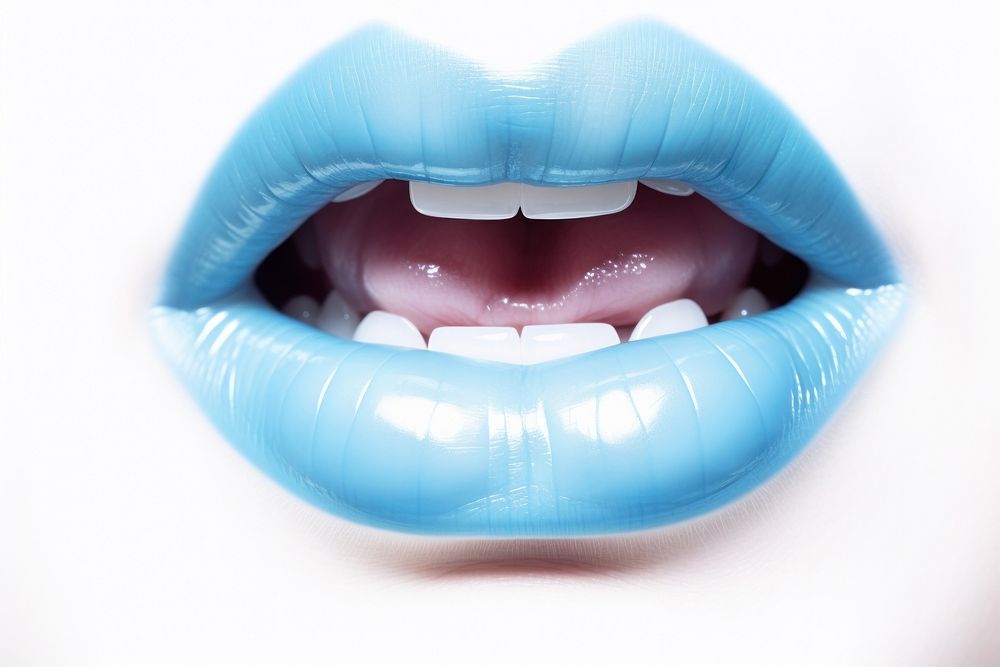 Pastel blue lips mouth mouth open medication.