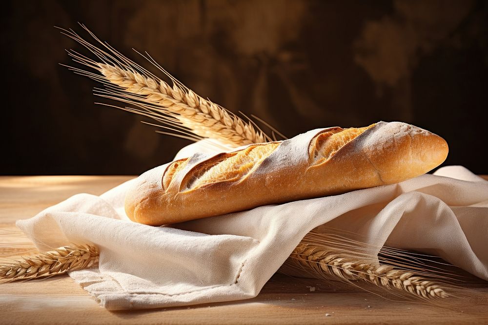 Wheat and baguette bread food freshness.