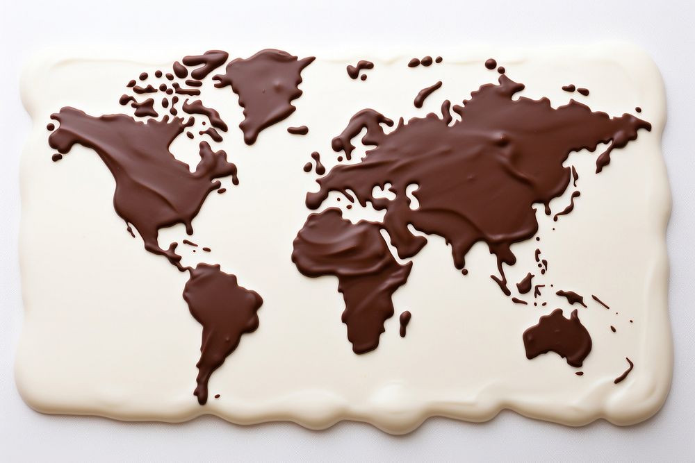 World map chocolate dessert cream.