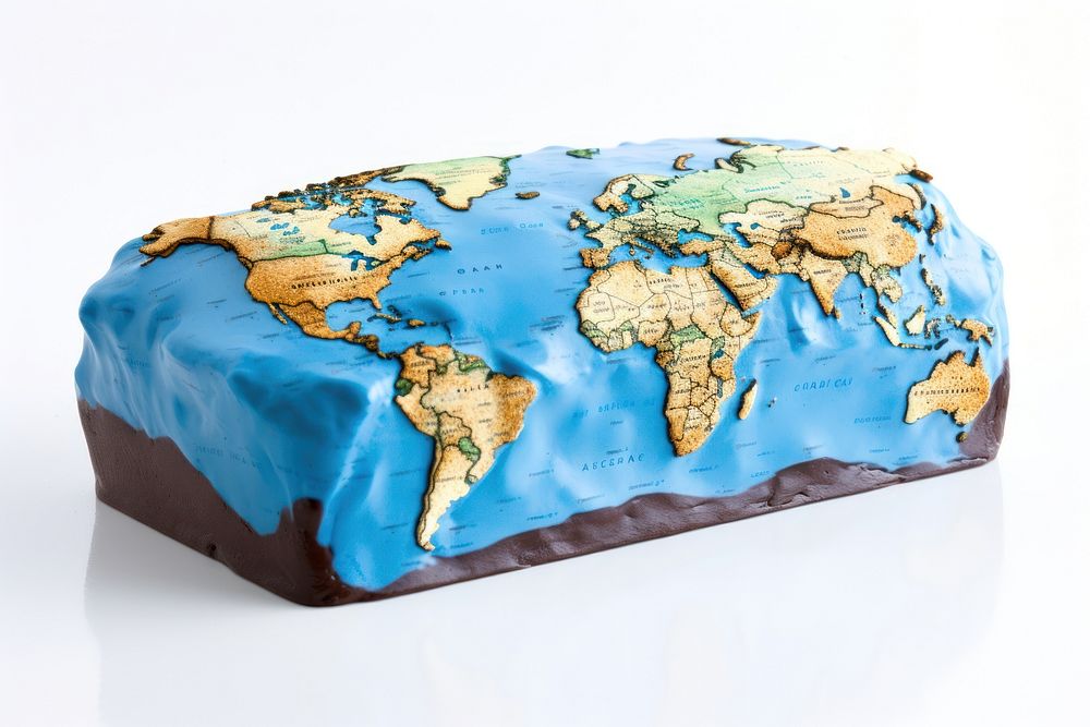 World map cake dessert food.