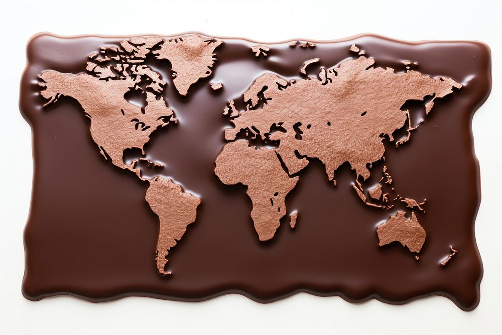 World map chocolate dessert food.