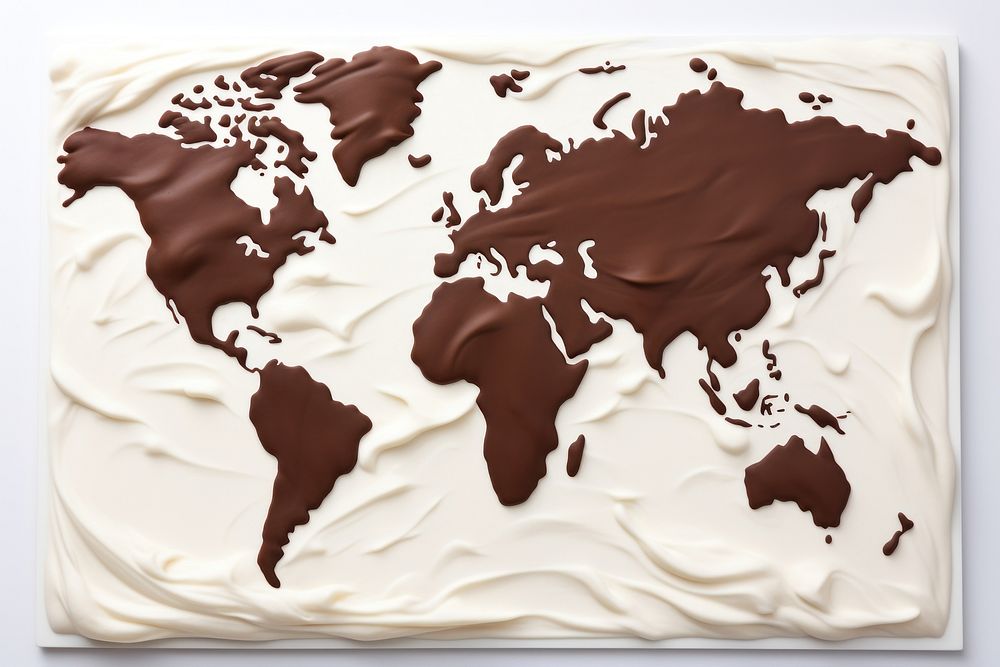 World map chocolate dessert cream.