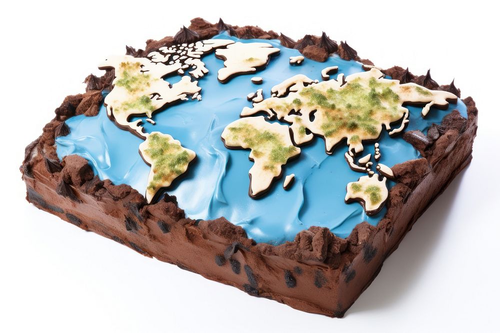 World map cake chocolate dessert.