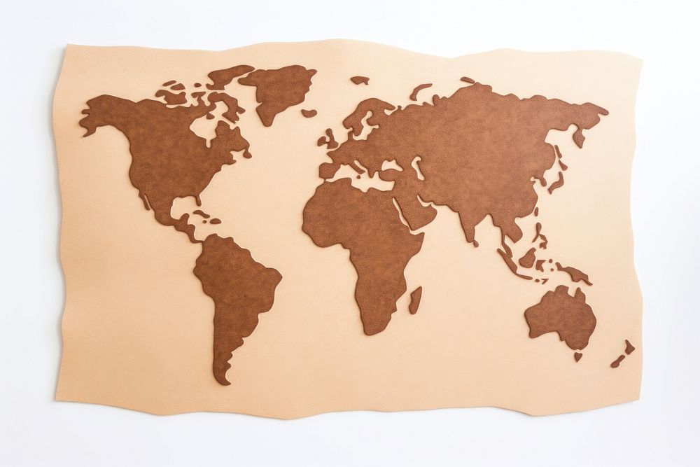 World map paper white background topography.
