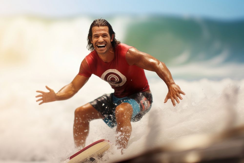 Surfer surfing outdoors smiling sports.