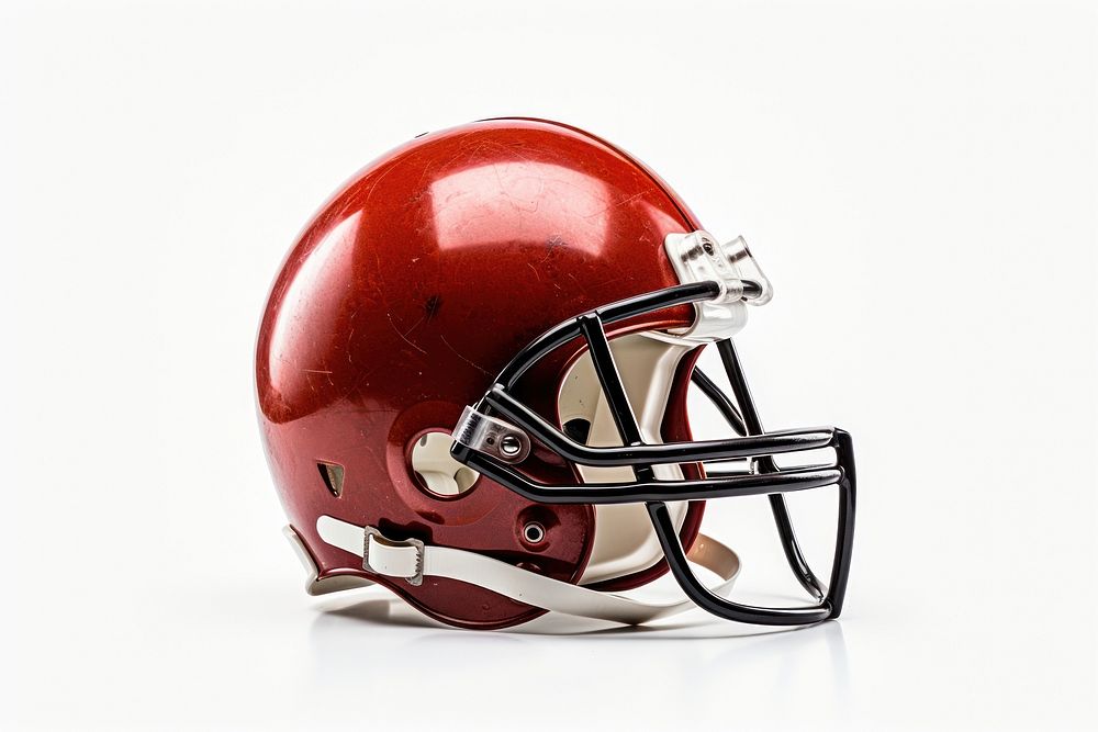 American football helmet sports white background.