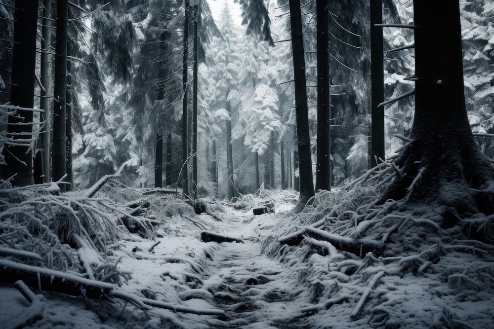 Snow winter deep forest woodland outdoors nature.