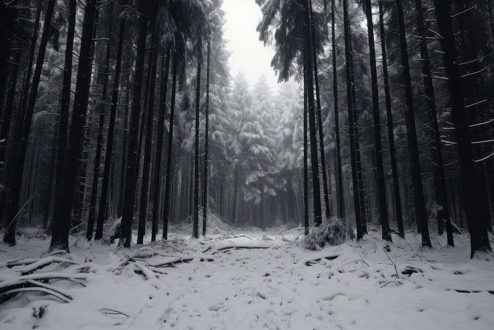 Snow winter deep forest outdoors woodland nature.