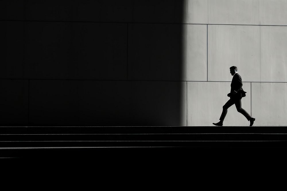 People chasing a person running silhouette walking motion.