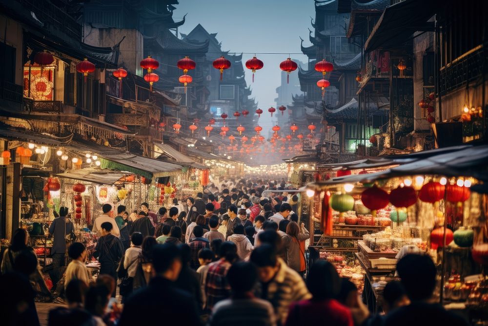 Chinese New Year market bazaar adult.
