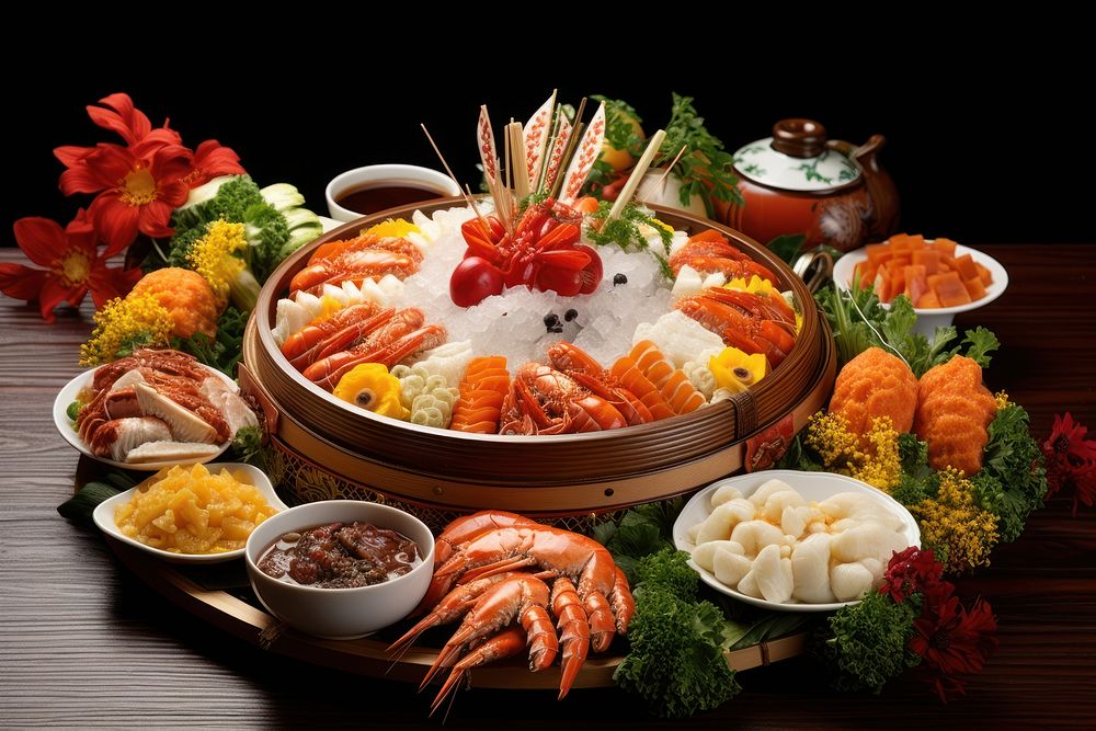 Chinese New Year dish seafood meal.
