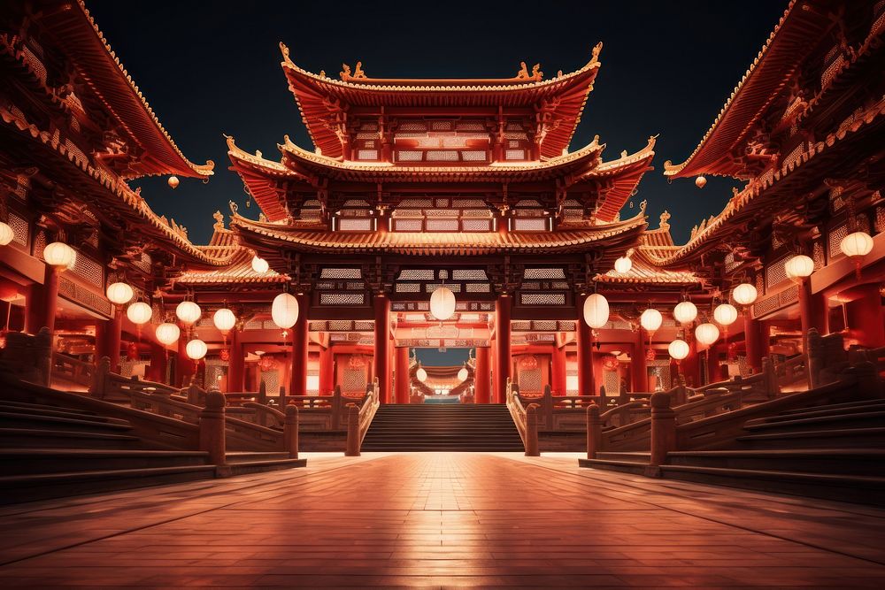 Chinese New Year temple architecture building.