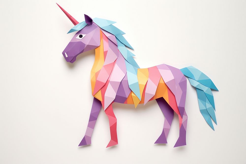 Unicorn art origami animal.