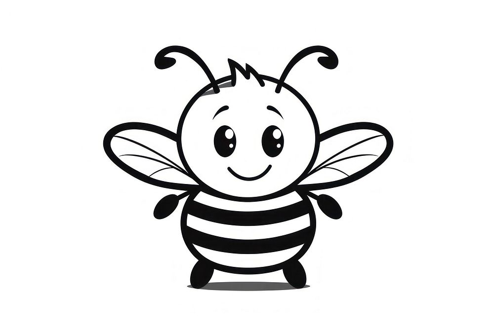 Bee in doodle style animal insect white.