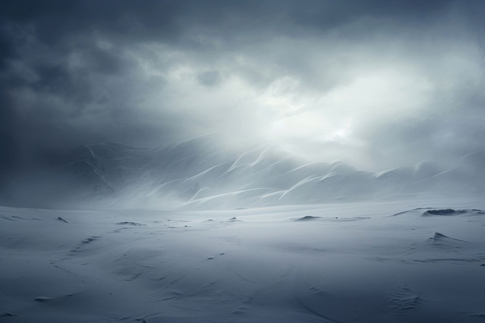 A snow winter landscape with drifts of snow outdoors nature storm.