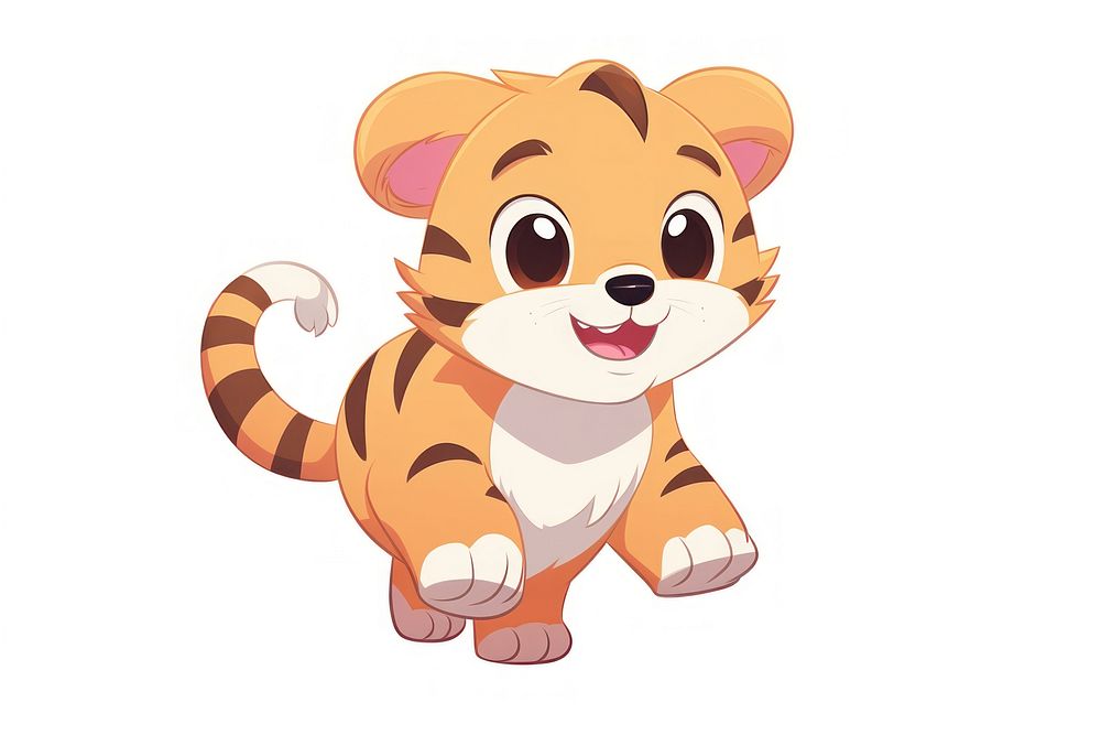 Tiger cartoon style animal mammal tiger.