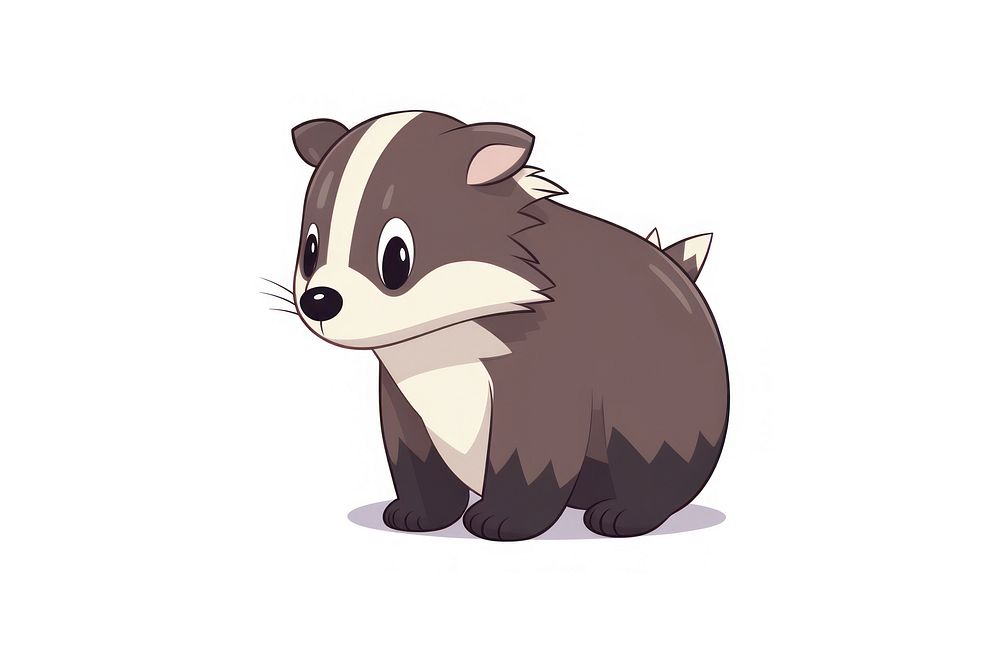 Badger cartoon style animal wildlife drawing.