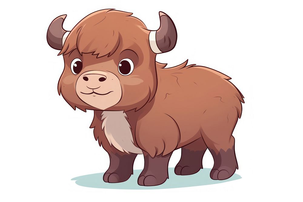 Bison cartoon style animal livestock buffalo.