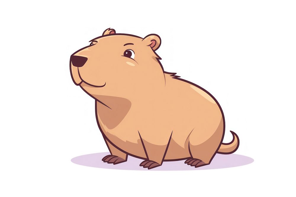 Capybara cartoon style animal mammal rodent.
