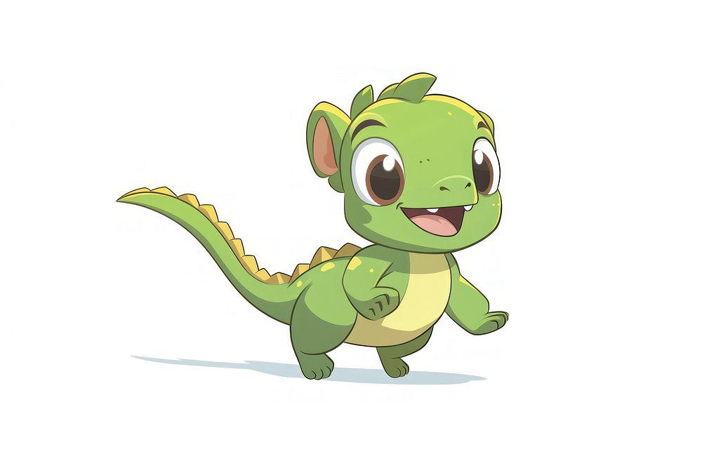 Chameleon cartoon style animal dinosaur reptile.