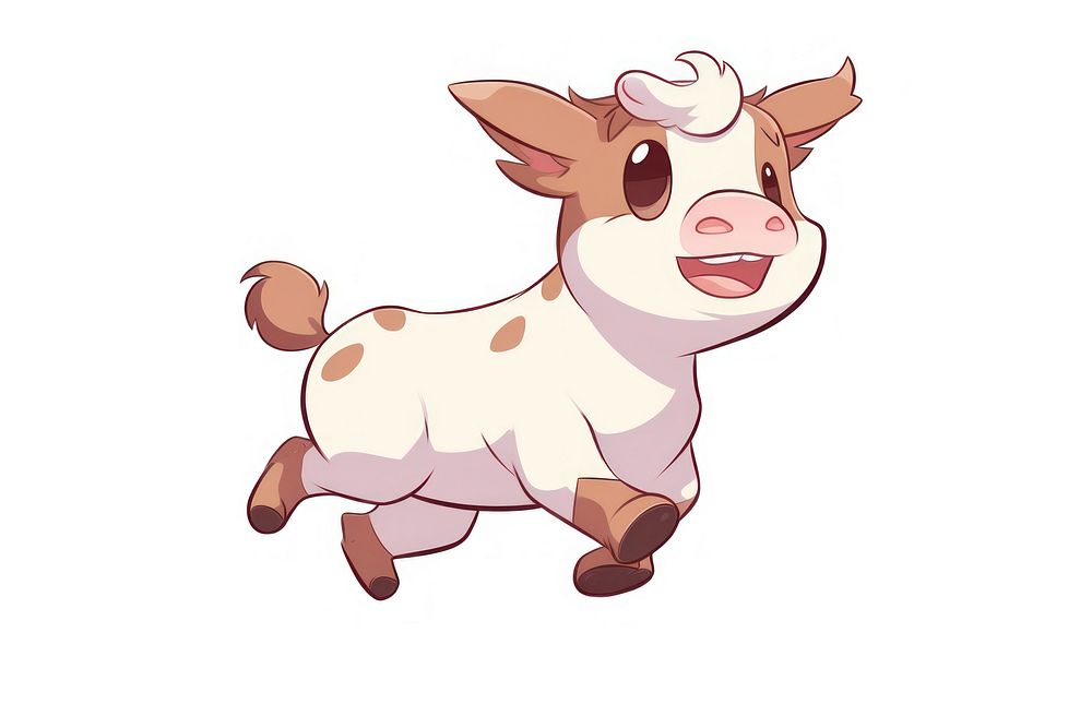 Cow cartoon style animal livestock mammal.