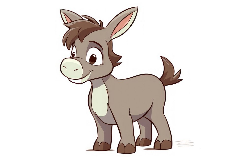 Donkey cartoon style animal donkey drawing.