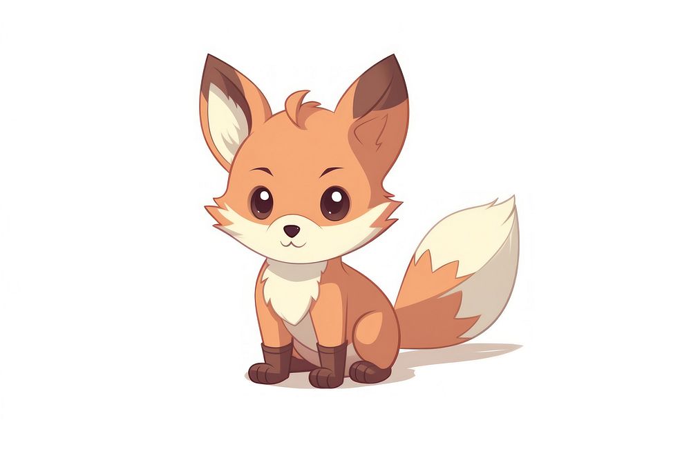 Fox cartoon style animal fox drawing.