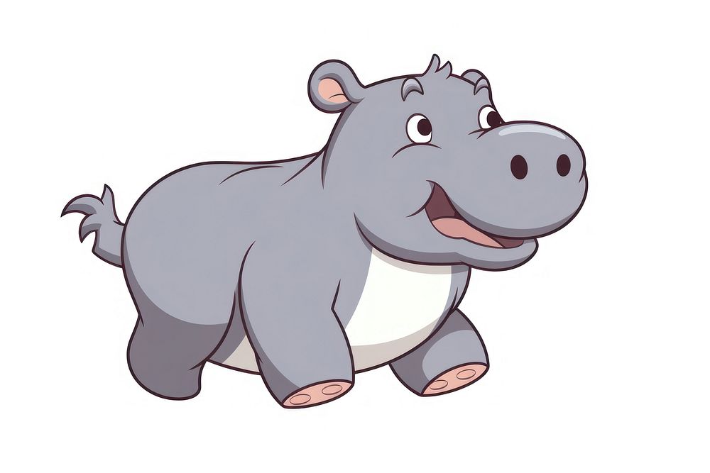 Hippopotamus cartoon style animal hippopotamus drawing.