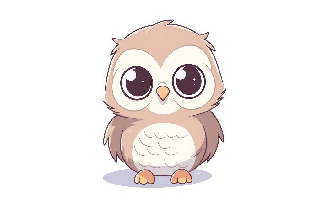 Owl cartoon style drawing animal sketch.