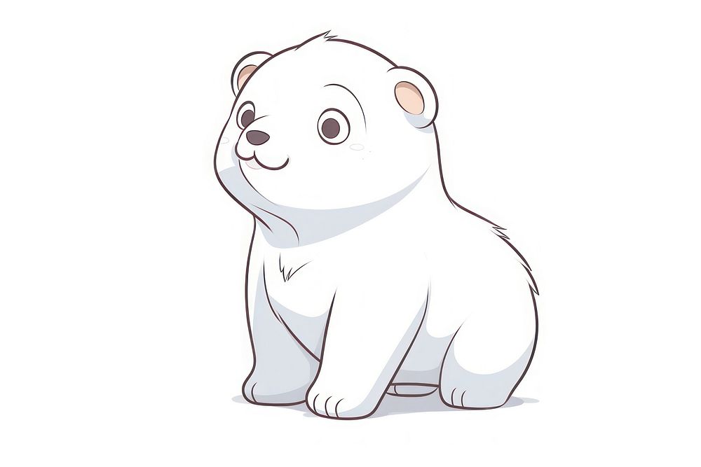 Polar bear cartoon style drawing animal mammal.