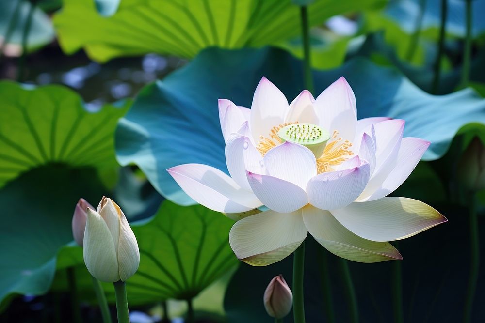 Lotus flower blossom plant petal.