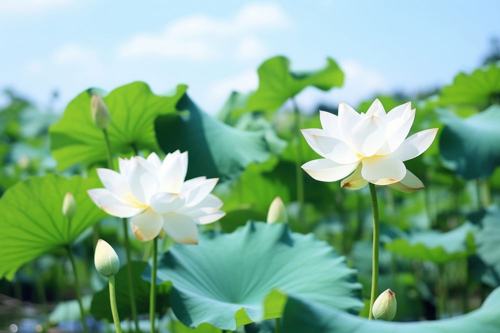 Lotus flower outdoors blossom nature.